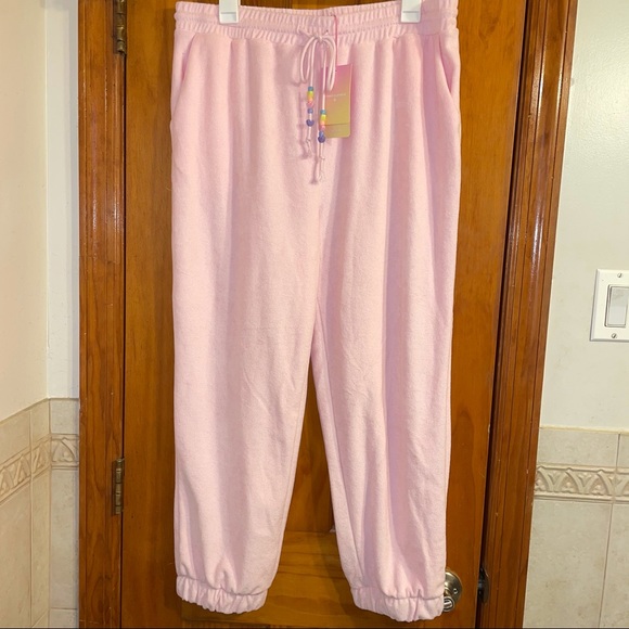 NWT STONEY CLOVER LANE x TARGET PINK JOGGER SWEATPANTS SIZE Cropped LARGE L - Picture 2 of 12